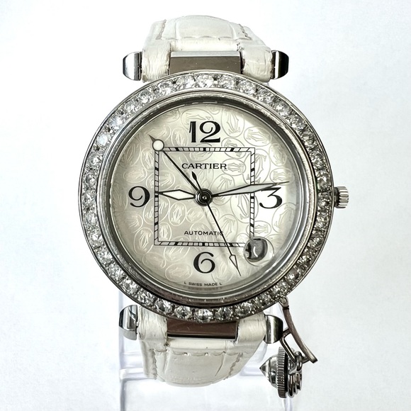 CARTIER PASHA Automatic 35mm Steel 2.33TCW DIAMOND Watch main image 7